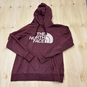 The North Face Hoodie Womens Large Red Logo Fleece Pullover Sweatshirt Top
